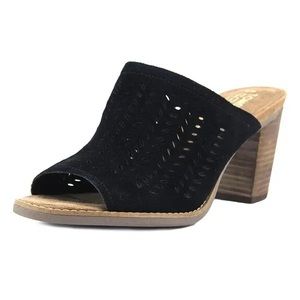 Toms Black Cutout Backless Mule Heels